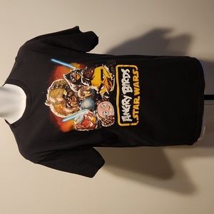 Angry birds star wars cartoon art black L tshirt